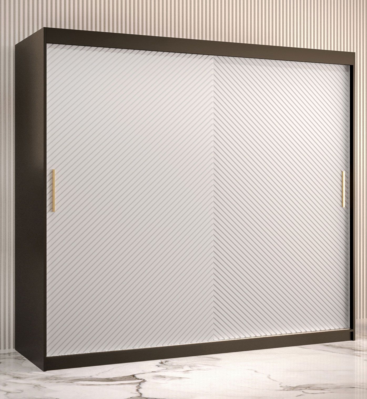 Armadio semplice Balmenhorn 19, nero opaco / bianco opaco - 200 x 200 x 62 cm (h x l x p), 10 scomparti e 2 barre appendiabiti