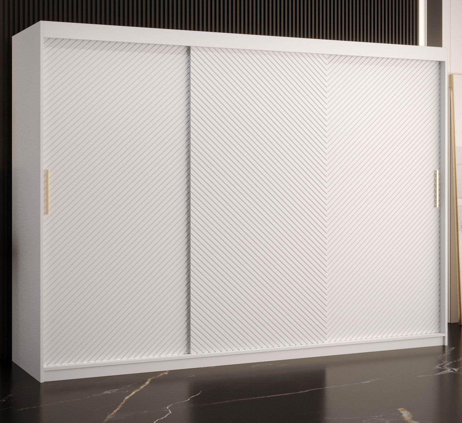 Grande Armadio moderno Balmenhorn 21, bianco opaco - 200 x 250 x 62 cm (h x l x p), 10 scomparti e 2 barre appendiabiti