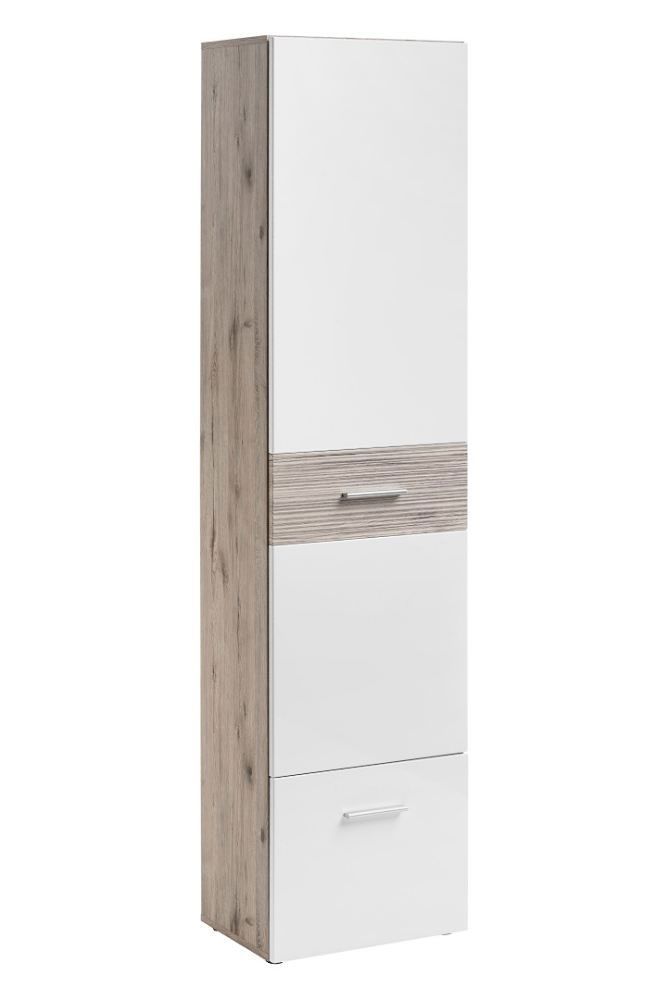 Armadio moderno Sviland 11, colore: rovere Wellington / bianco - Dimensioni: 200 x 50 x 35 cm (A x L x P), con un'asta appendiabiti