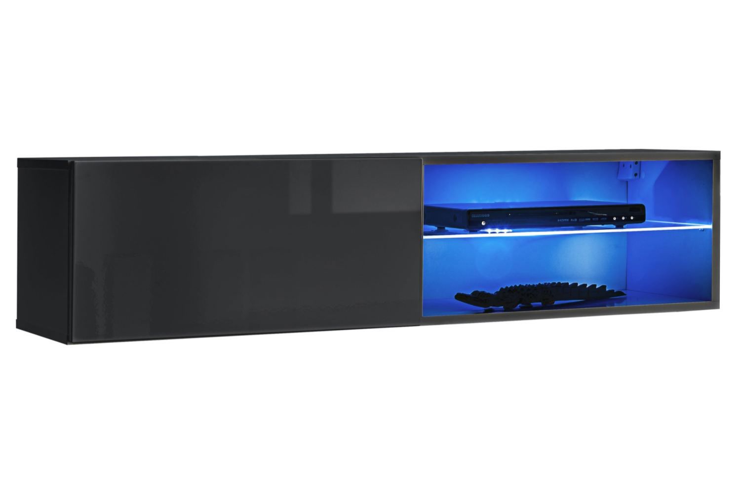 Mobile TV con illuminazione a LED Möllen 23, colore: grigio - Dimensioni: 30 x 120 x 40 cm (A x L x P), con tre scomparti