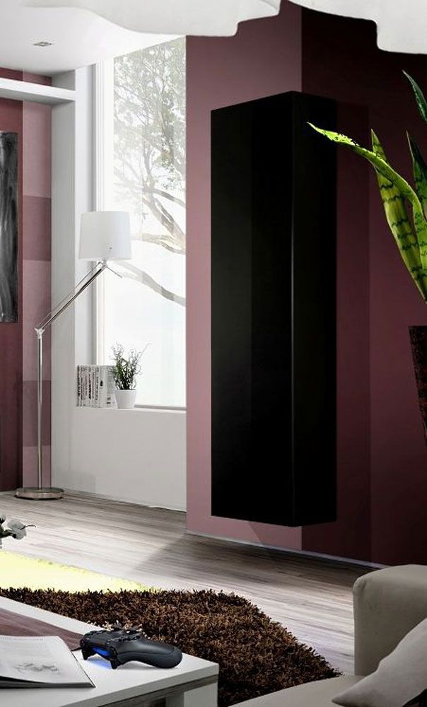 Elegante armadietto Raudberg 12, colore: nero - Dimensioni: 170 x 40 x 29 cm (A x L x P), con quattro scomparti