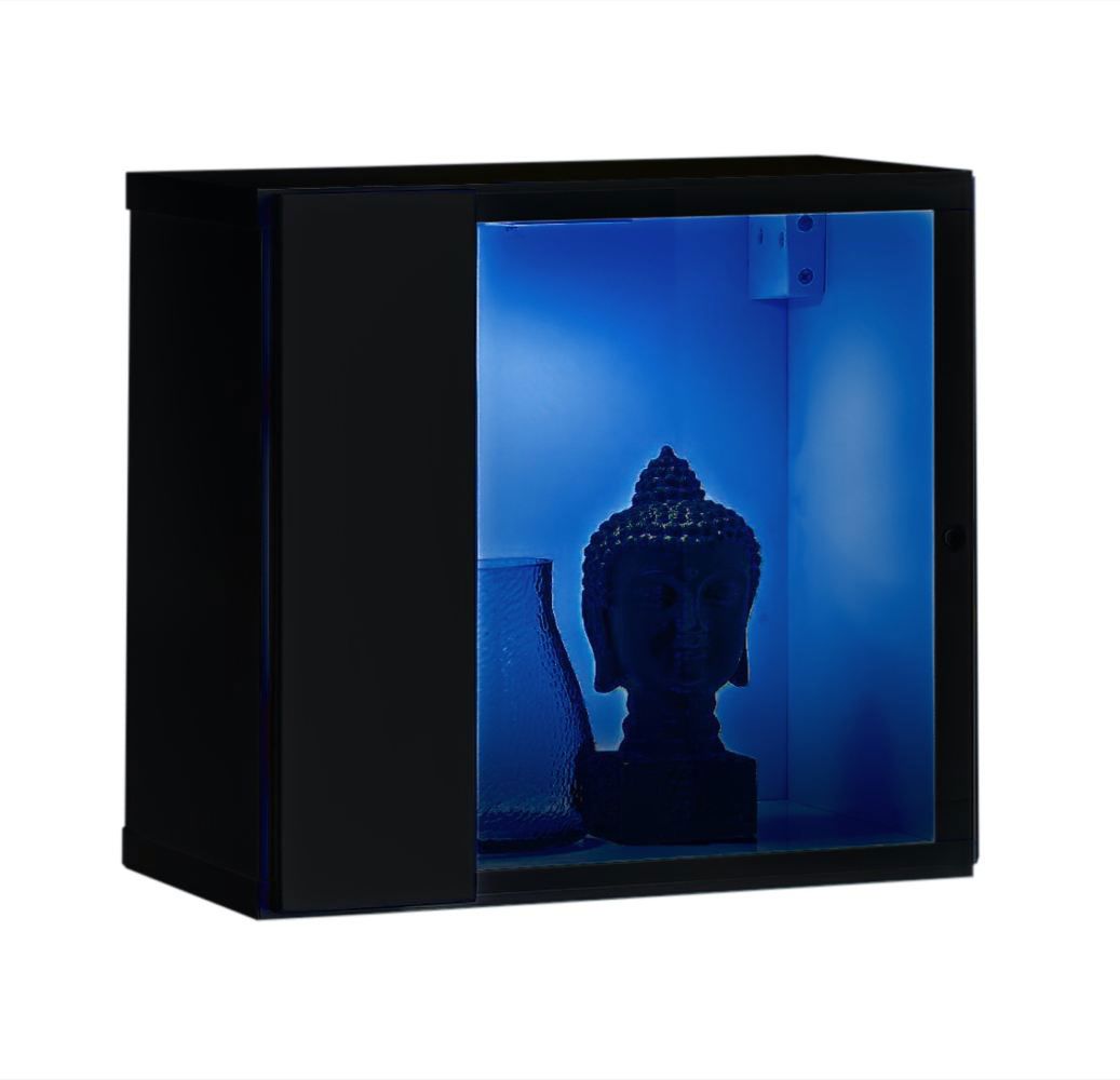 Pensile quadrato con funzione di apertura a pressione Möllen 14, colore: nero - Dimensioni: 30 x 30 x 25 cm (A x L x P), con illuminazione a LED