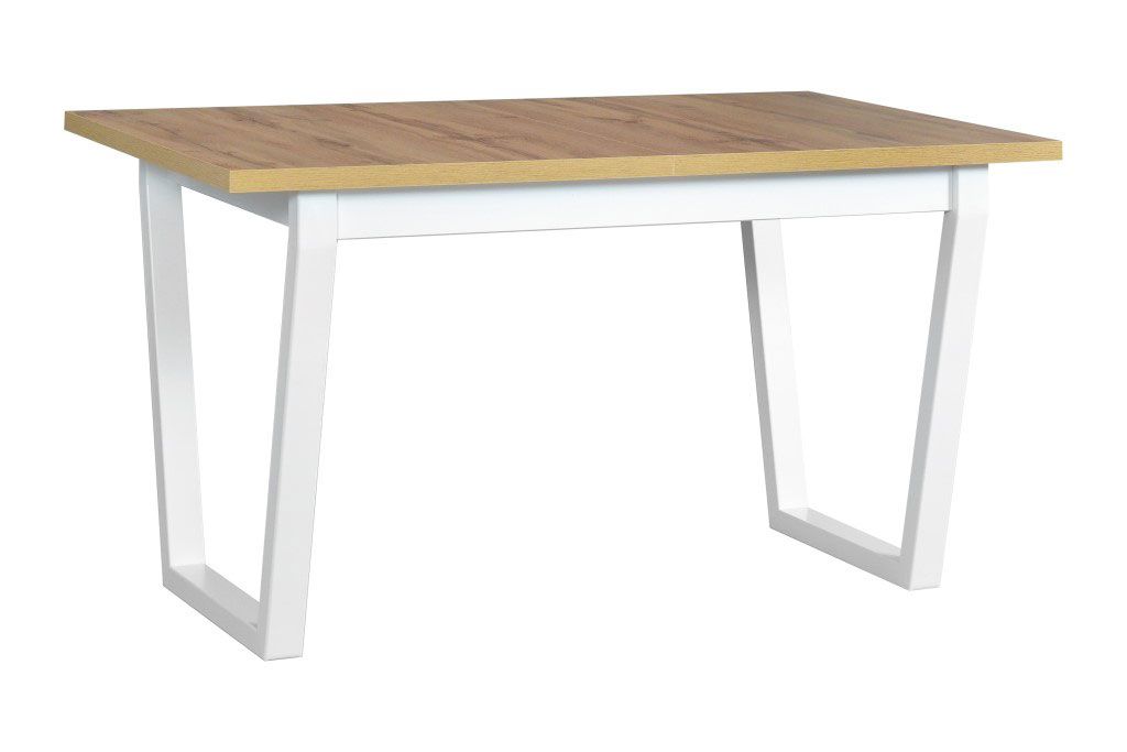 Tavolo da pranzo grande KRISTAP in faggio / piano in legno laminato bianco, dimensioni 80 x 140/180 cm (L x P), altezza del piano di 32 mm, robuste gambe in metallo