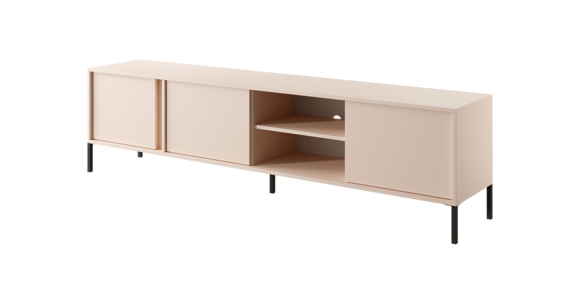 Base TV con ampio spazio di archiviazione Zaghouan 09, colore: Beige - Dimensioni: 53,5 x 202,9 x 39,5 cm (A x L x P)