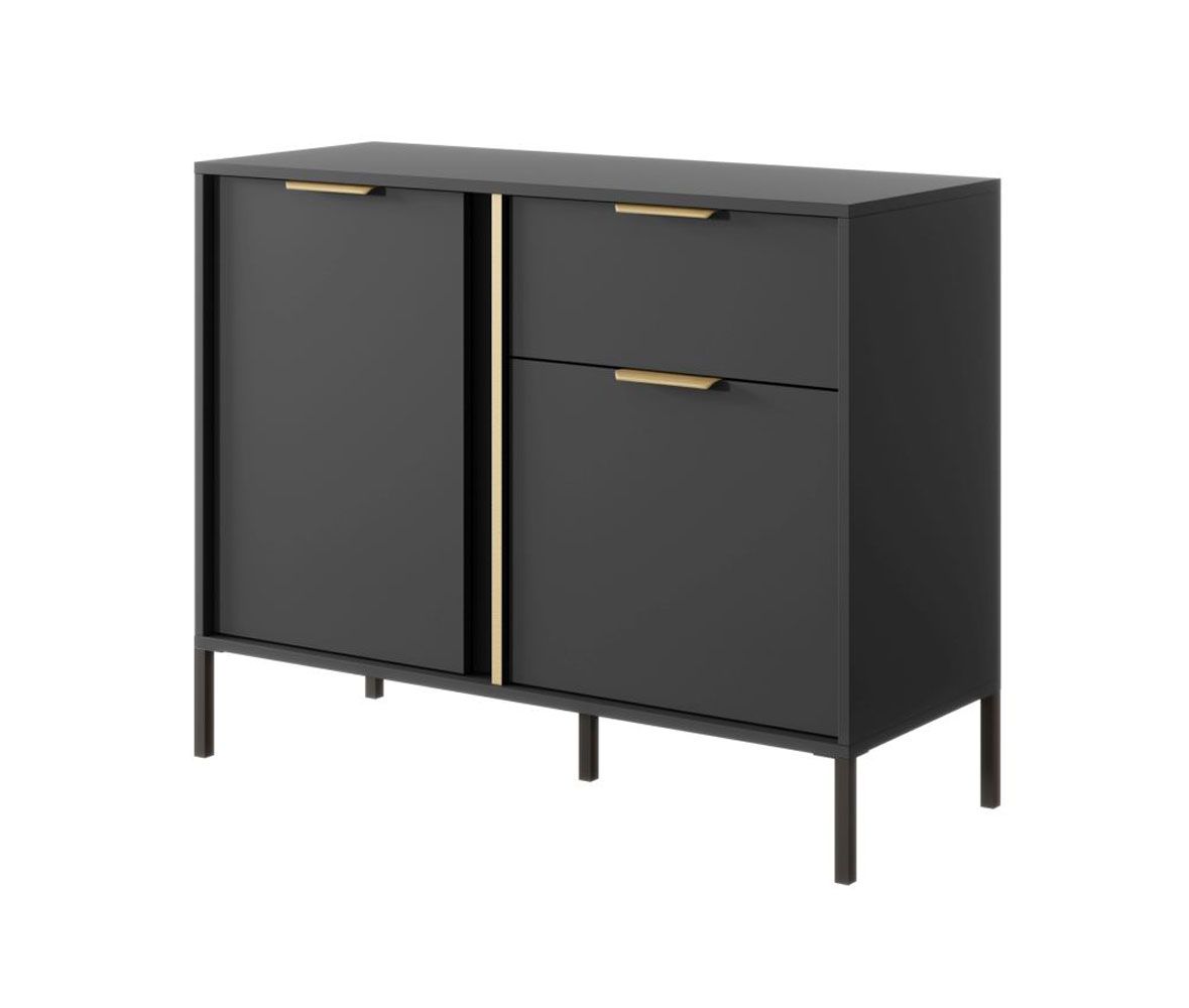 Credenza stretta a due ante Raoued 04, colore: antracite - Dimensioni: 81 x 103 x 39,5 cm (A x L x P)