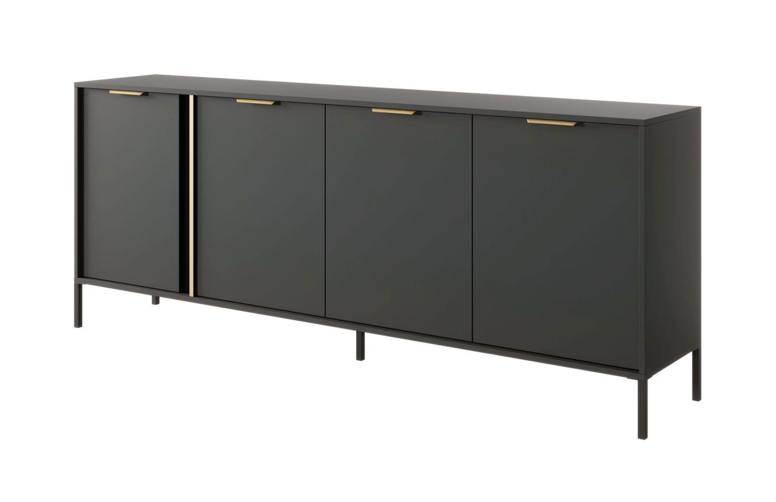 Credenza lunga con spazio sufficiente Raoued 05, colore: antracite - Dimensioni: 81 x 203 x 39,5 cm (A x L x P)