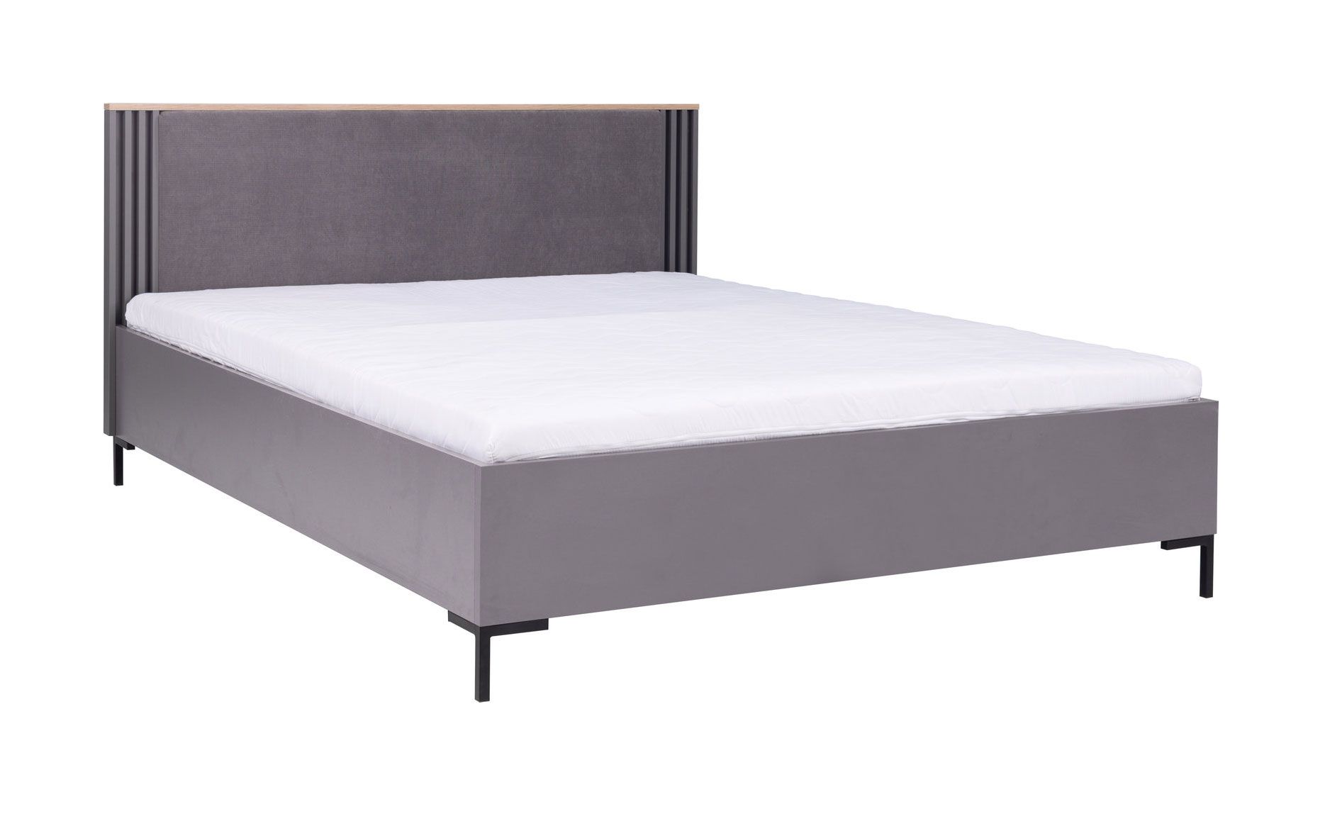 Letto matrimoniale con contenitore Niel 19, colore: rovere / antracite - Dimensioni letto: 160 x 200 cm (L x L)