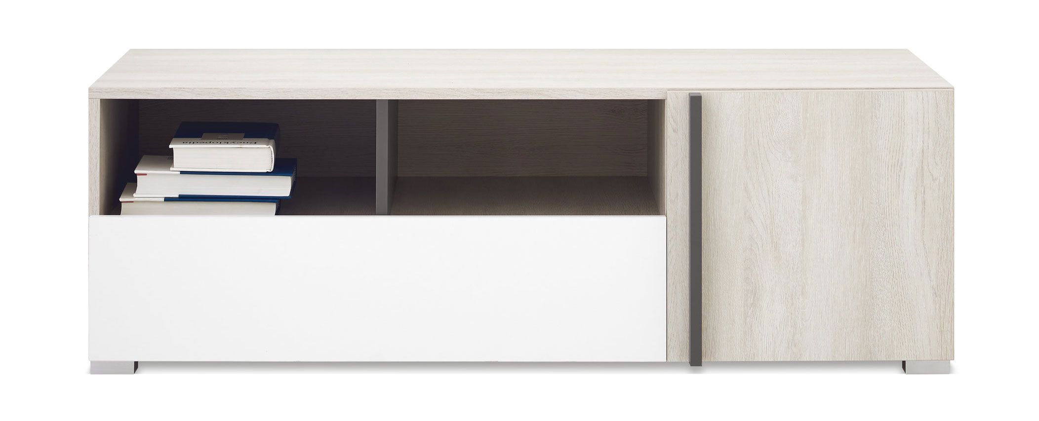 Mobile TV a un'anta Schilde 12, colore: bianco rovere / bianco / antracite - dimensioni: 40 x 120 x 53 cm (H x L x P)