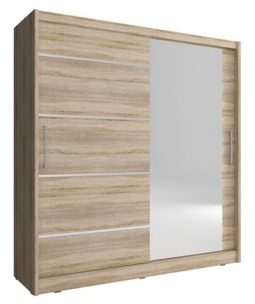 Elegante armadio ad ante scorrevoli con cinque scomparti Warbreck 24, colore: rovere sonoma - Dimensioni: 200 x 180 x 62 cm (A x L x P)
