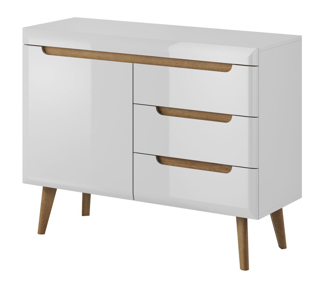 Cassettiera a tre cassetti Cathcart 06, colore: Rovere Riviera / Bianco - Dimensioni: 83 x 107 x 40 cm (A x L x P)