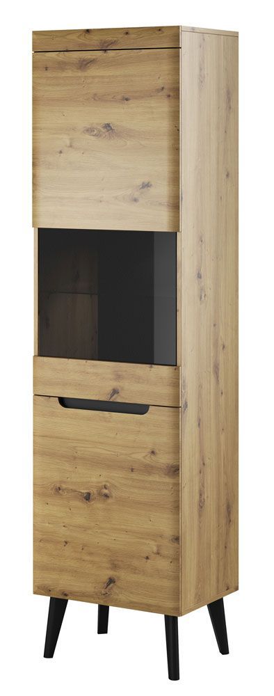 Vetrina a sei scomparti Polmadie 10, colore: rovere Artisan / nero - Dimensioni: 197 x 53 x 40 cm (A x L x P)