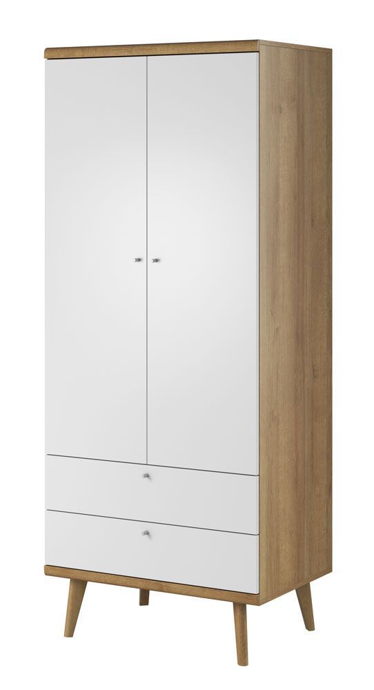 Armadio Maryhill 11, colore: Rovere Riviera / Bianco - Dimensioni: 197 x 80 x 56 cm (A x L x P)