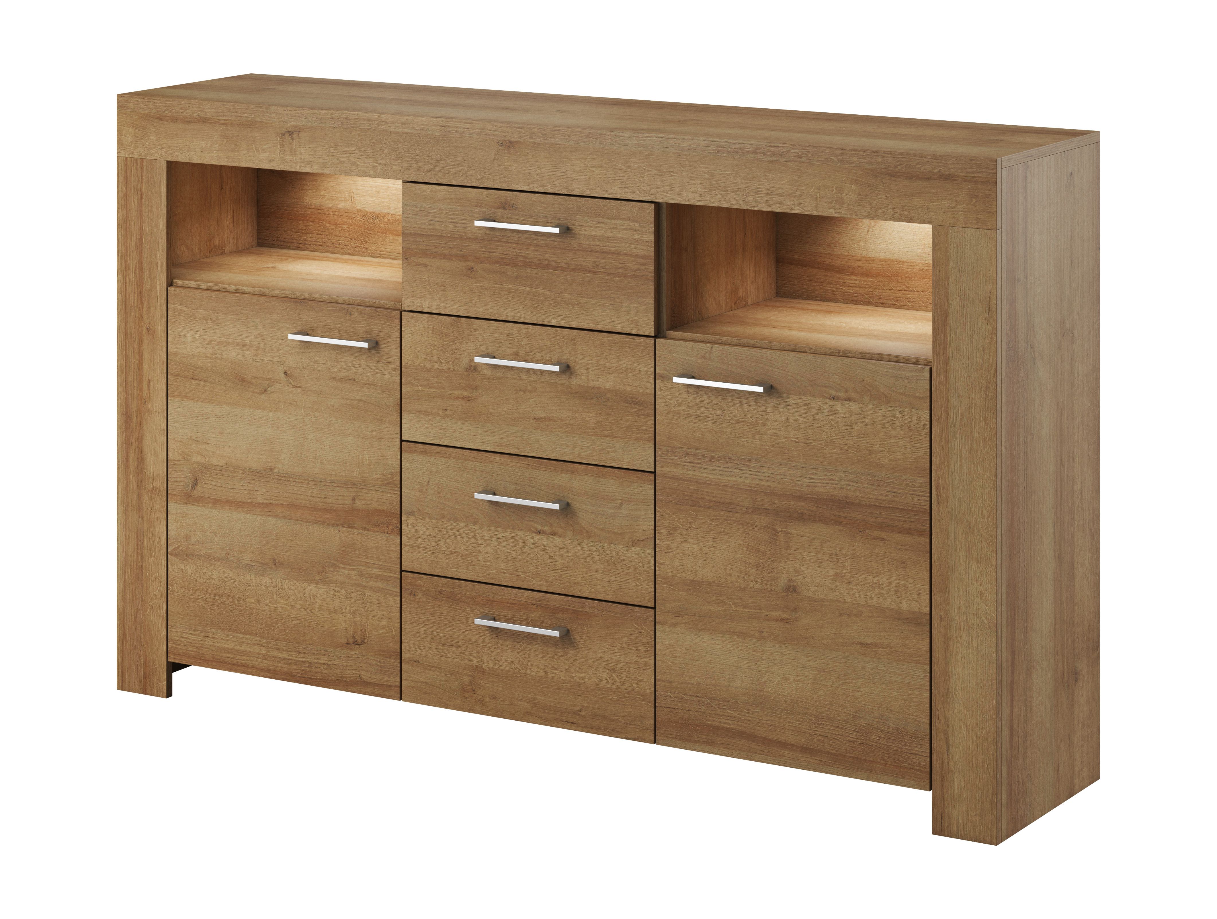 Sideboard Totnes 15, Farbe: Eiche Riviera - Abmessungen: 96 x 155 x 40 cm (H x B x T)