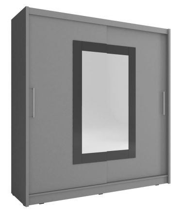 Armadio a 26 ante scorrevoli Simple Bickleigh con specchio, colore: grigio - Dimensioni: 200 x 180 x 62 cm (A x L x P), con cinque scomparti