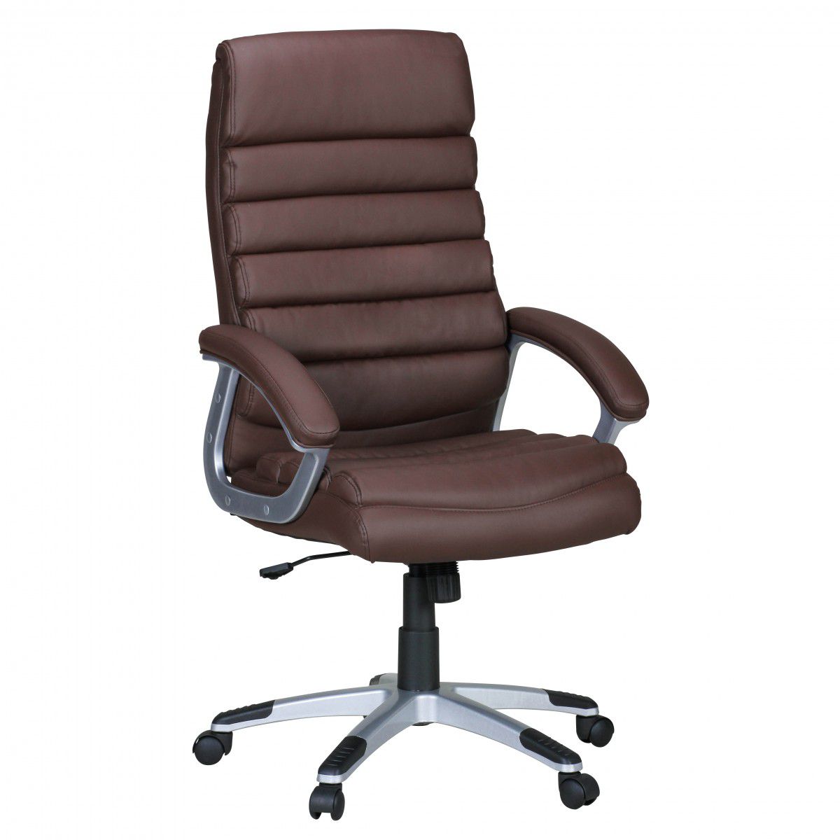 Sedia girevole ergonomica Apolo 07 con supporto lombare, marrone, look pelle, portata fino a 120 KG, meccanismo a dondolo bloccabile, schienale extra alto