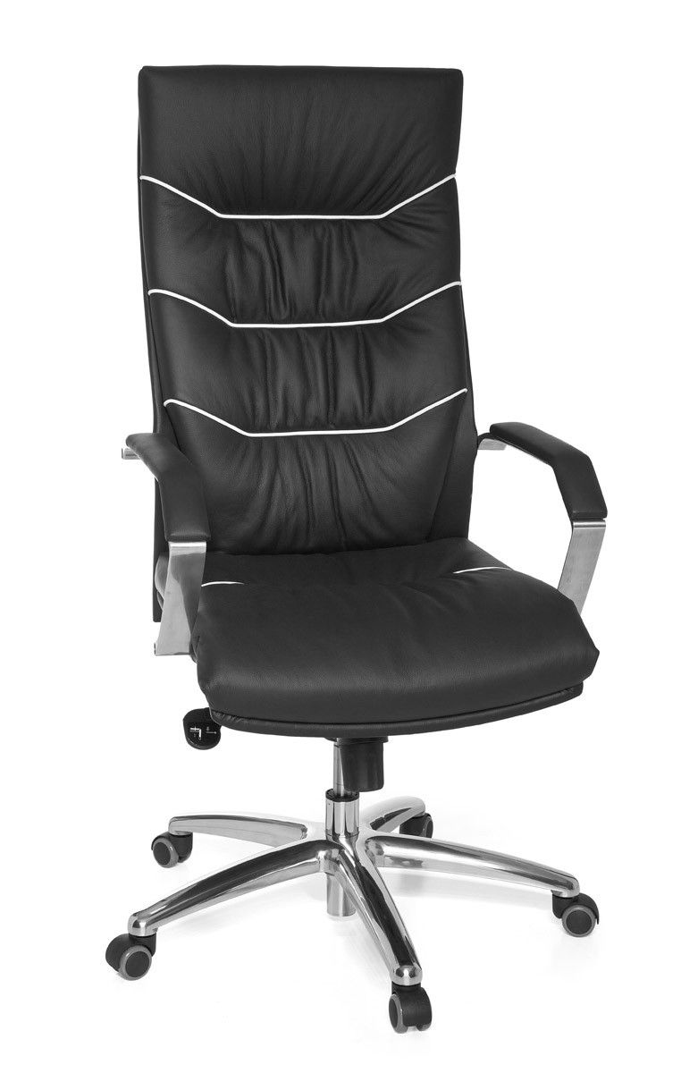 Sedia girevole ergonomica XXL Apolo 30, colore: nero/cromo, con imbottitura stampata Soft-Air super confortevole