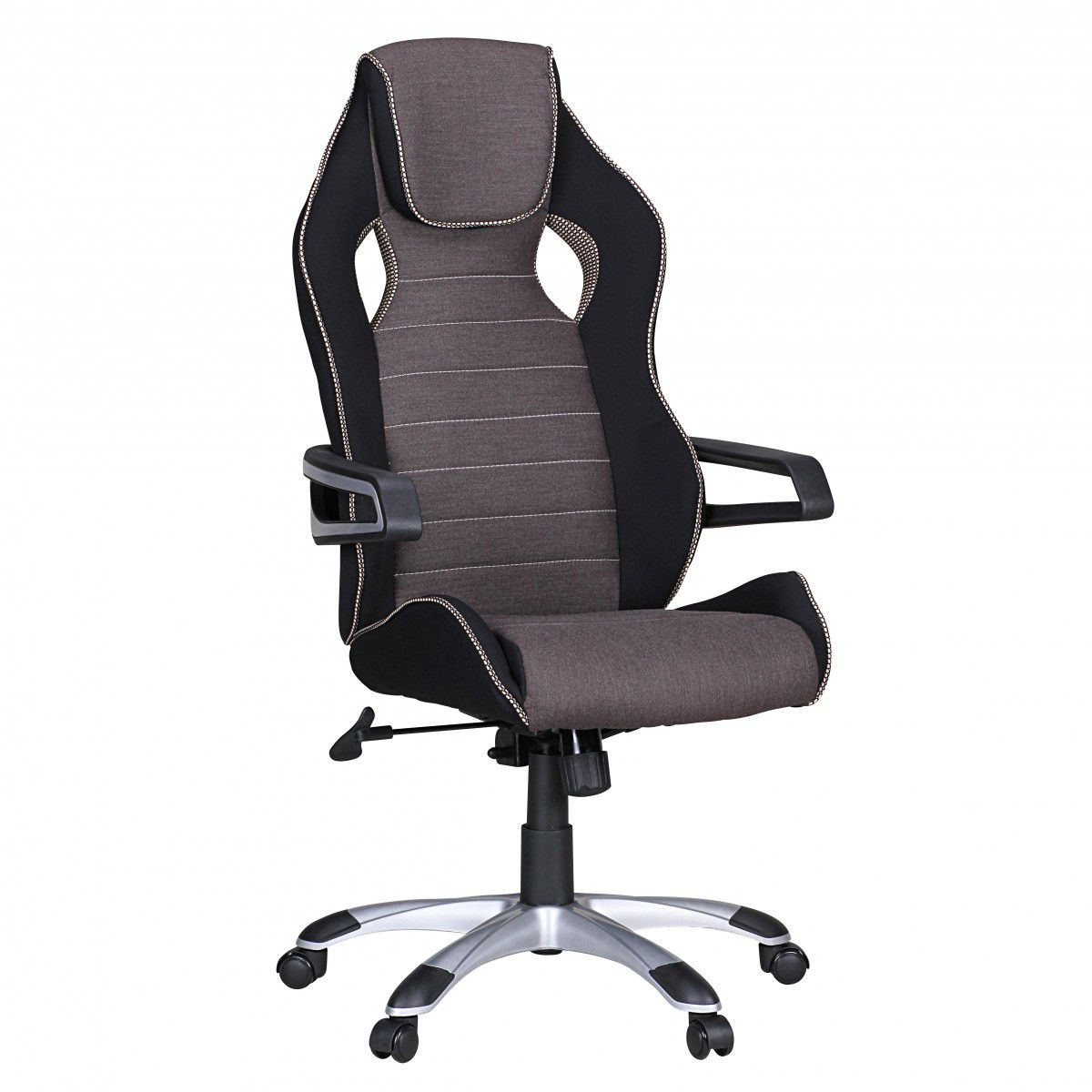 Sedia girevole ergonomica per ufficio Apolo 53, colore: nero / grigio / bianco, schienale con rivestimento traspirante