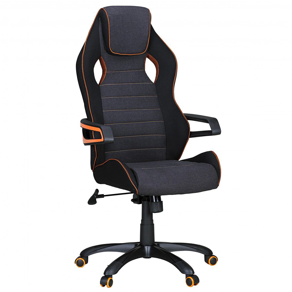 Sedia da gioco / sedia da ufficio Apolo 53, colore: nero / grigio / arancione, con imbottitura ergonomica