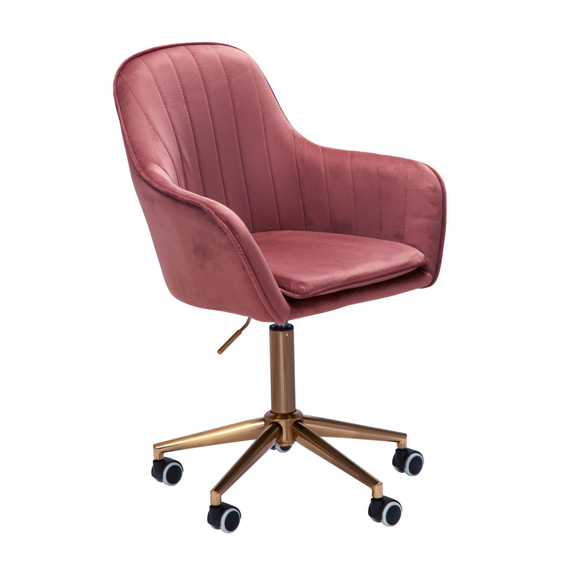 Sedia girevole di design Apolo 117, colore: rosa / oro, con scocca di seduta piacevolmente sagomata per un elevato comfort