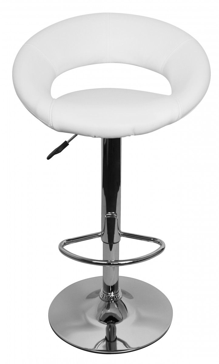 Sgabello da bar con sedile ergonomico Apolo 131, colore: bianco/cromo, sedile girevole a 360° e regolabile in altezza