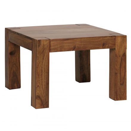 Tavolino in legno massiccio di Sheesham Apolo 160, colore: Sheesham - Dimensioni: 40 x 60 x 60 cm (A x L x P), con venature uniche del legno