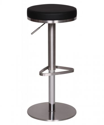 Sgabello da bar regolabile in altezza Apolo 175, colore: nero / cromo, con ampia seduta imbottita