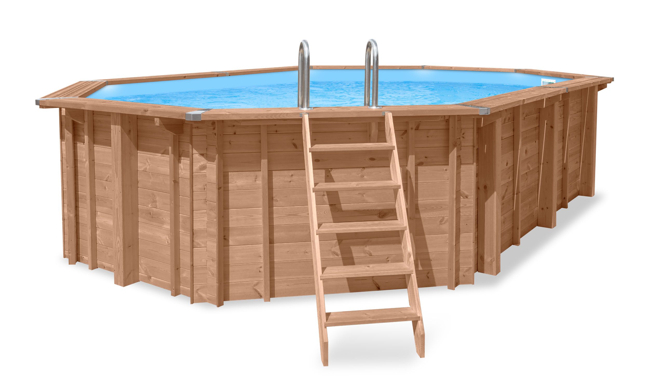 Piscina in legno Verano 06 - pino impregnato a pressione - misure (cm): 460 x 814 x 138 (l x p x h), incl.  pompa e filtro a sabbia