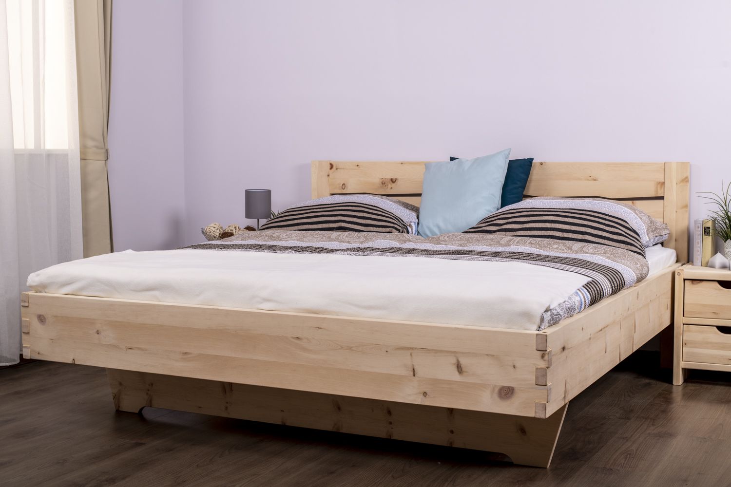 Letto king size Wooden Nature 427, completamente in legno massello, pino cembro austriaco, naturale - 180 x 200 cm (l x l)