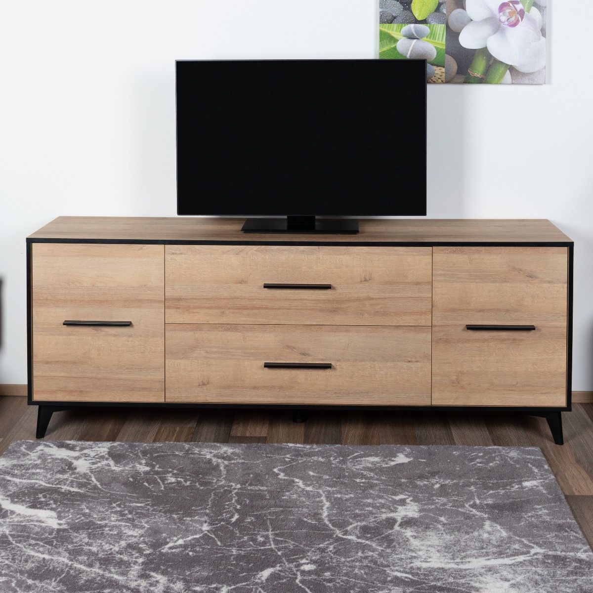 Mobile TV "Altels" 05, rovere riviera / marrone scuro - 68 x 179 x 40 cm (h x l x p)