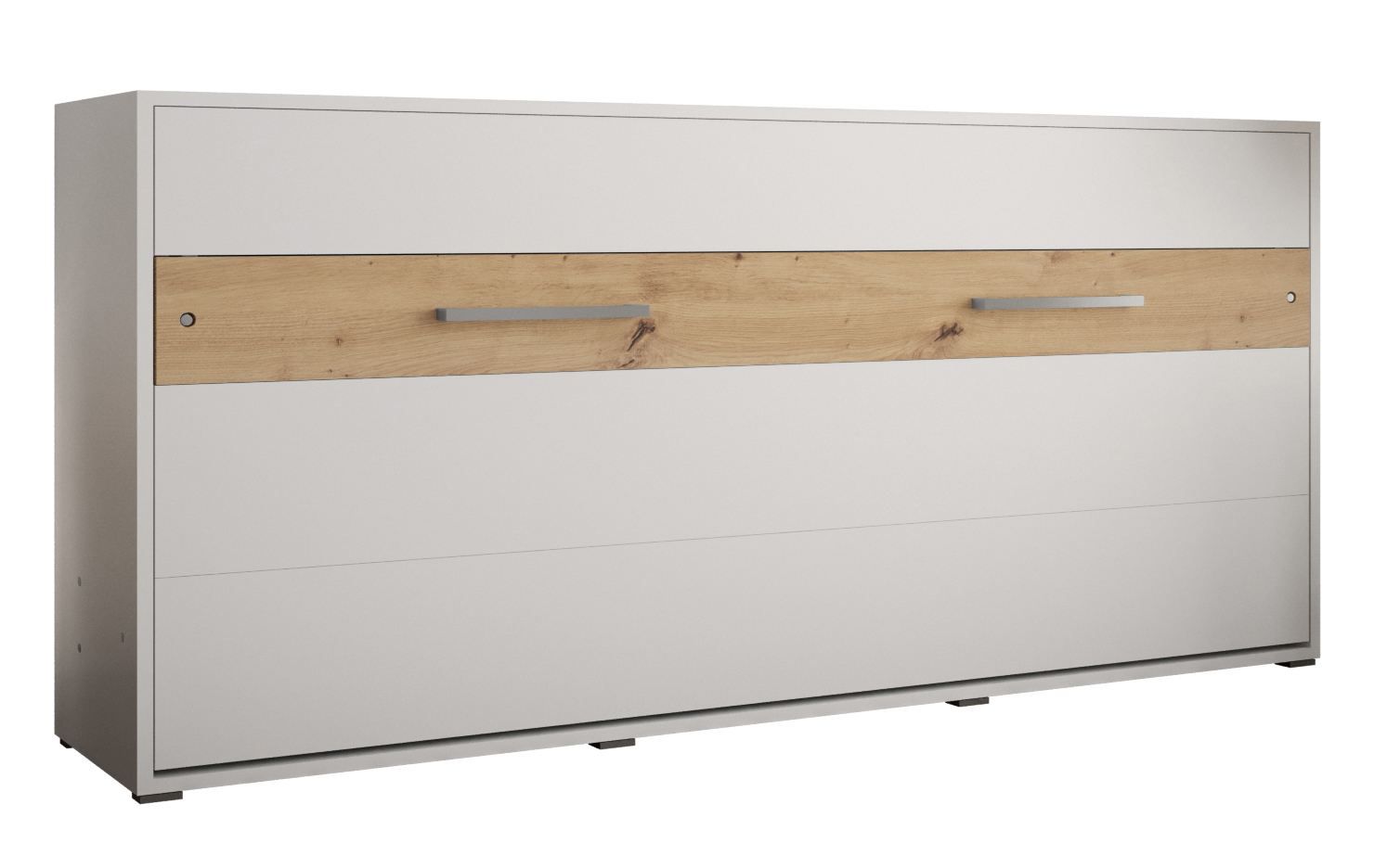 Letto a scomparsa orizzontale Namsan 01, bianco opaco / rovere Artisan - 90 x 200 cm (l x p)