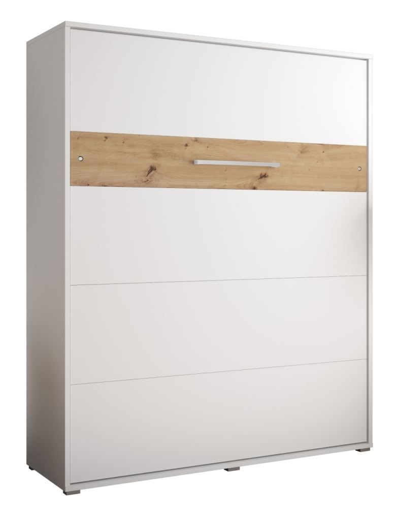 Letto a scomparsa verticale Namsan 04, bianco opaco / rovere Artisan - 160 x 200 cm (l x p)