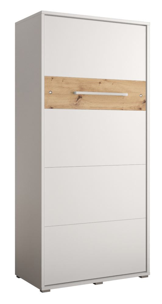 Letto a scomparsa verticale Namsan 01, bianco opaco / rovere Artisan - 90 x 200 cm (l x p)