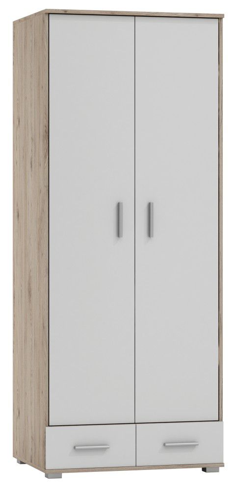 Armadio ad ante battenti Kavieng 21, rovere / bianco - 200 x 80 x 60 cm (h x l x p)