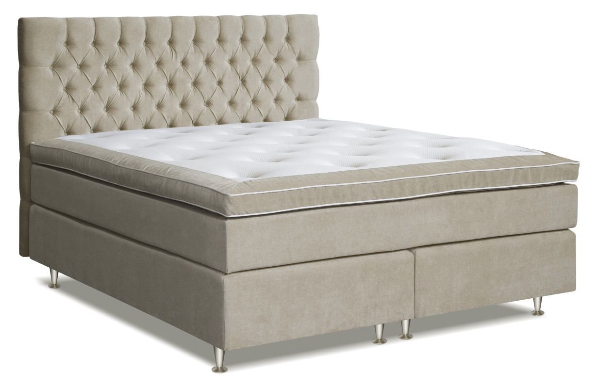 Letto boxspring MINDORO, base: molle Bonnell, materasso: molle insacchettate, topper: schiuma - 120 x 200 cm - beige