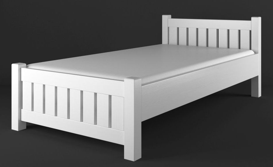 Letto Lagopus 30, in pino massiccio, bianco - 100 x 200 cm (l x l)