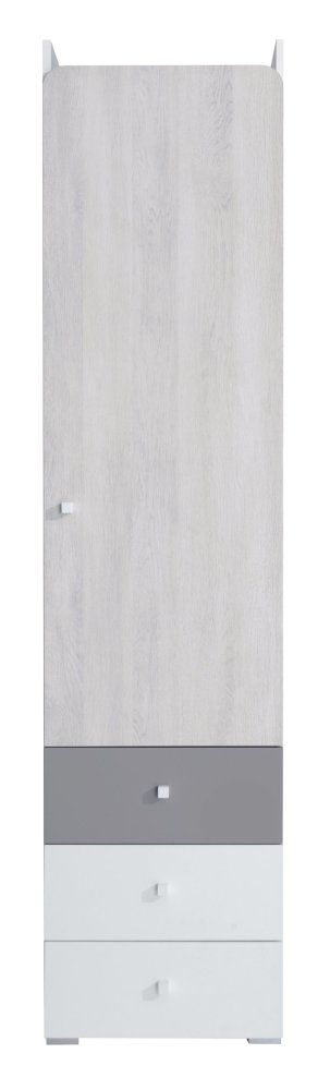 Cameretta - Armadio "Floreffe" 04, bianco / rovere bianco / grigio - 190 x 45 x 40 cm (h x l x p)