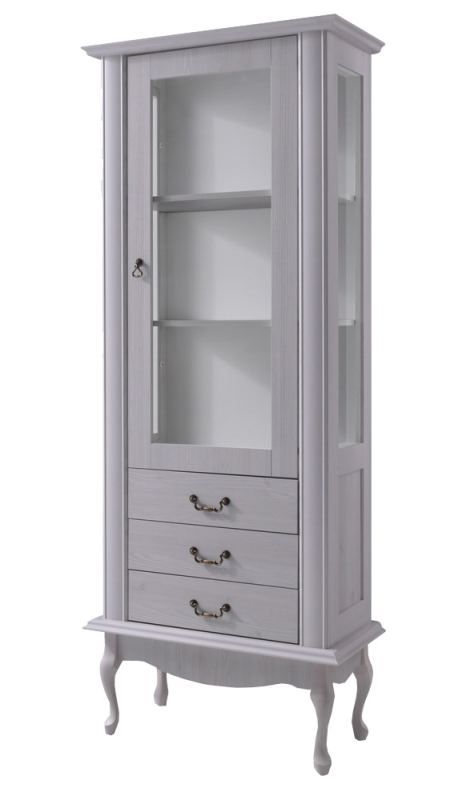 Vetrinetta Bignona 04, in pino, bianco - 196 x 75 x 42 cm (h x l x p)