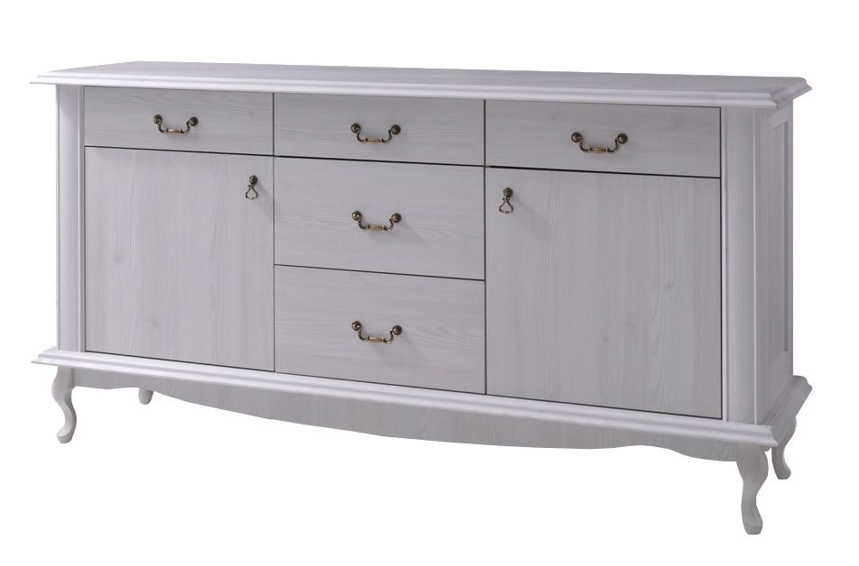 Cassettiera "Bignona" 07, in pino, bianco - 89 x 165 x 47 cm (h x l x p)