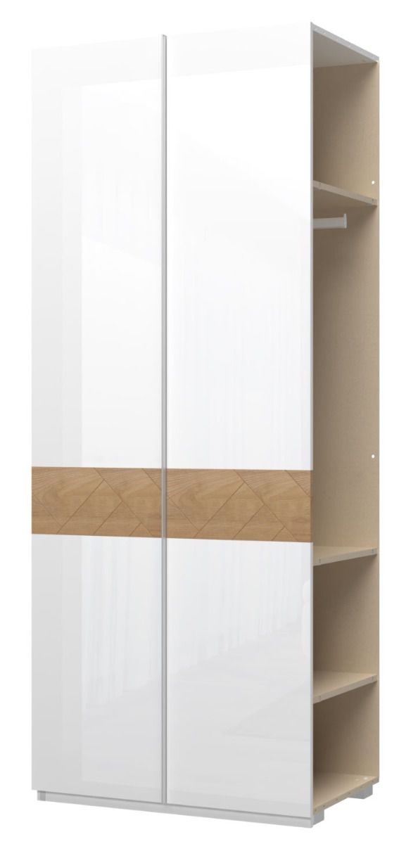 Modulo per armadio Faleasiu, bianco / noce - misure: 224 x 90 x 56 cm (h x l x p)