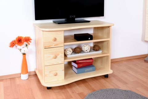 Base TV in legno massello di pino massello Junco 202 naturale - Dimensioni: 62 x 82 x 46 cm (A x L x P)