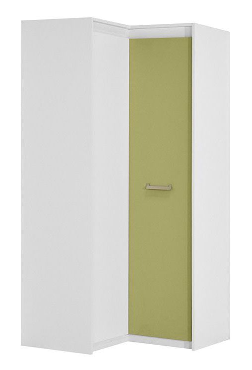 Cameretta - Armadio angolare "Koa" 04, bianco / verde - 203 x 98 x 98 cm (h x l x p)