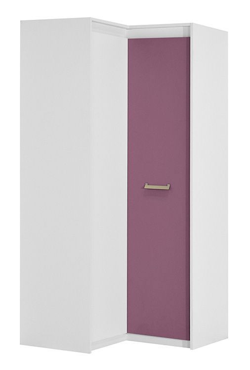 Cameretta - Armadio angolare "Koa" 04, bianco / viola - 203 x 98 x 98 cm (h x l x p)