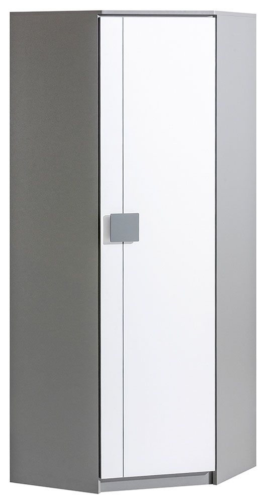 Cameretta - Armadio ad ante battenti "Elias" 07, bianco / grigio - 187 x 71 x 71 cm (h x l x p)