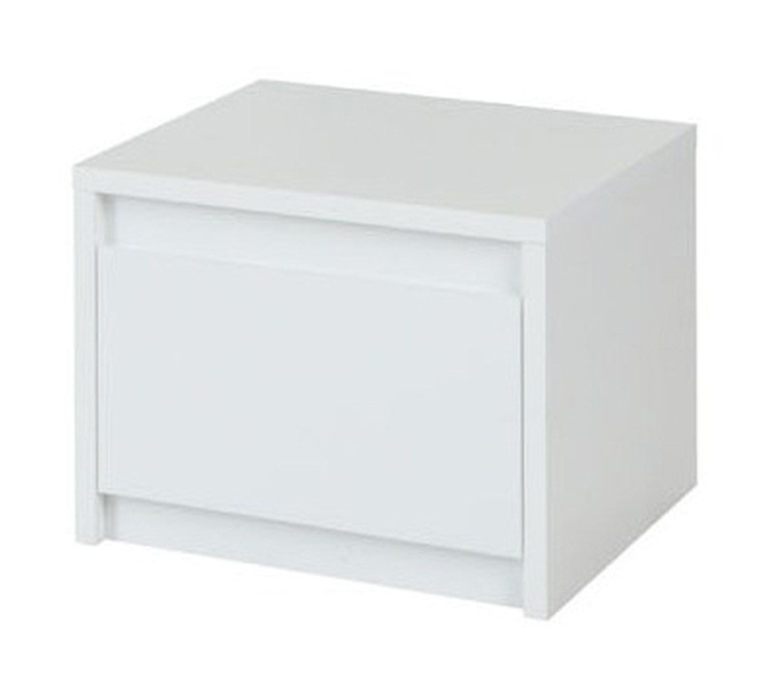 Comodino "Farsala" 02, Set 2 pz, bianco / bianco lucido - 35 x 47 x 41 cm (h x l x p)