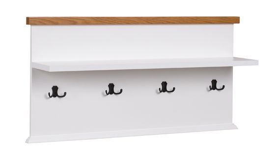 Appendiabiti "Veternik" 03, bianco / rovere - 51 x 99 x 22 cm (h x l x p)