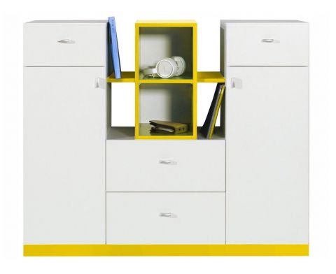Cameretta - Cassettiera "Geel" 31, bianco / giallo - 100 x 120 x 40 cm (h x l x p)