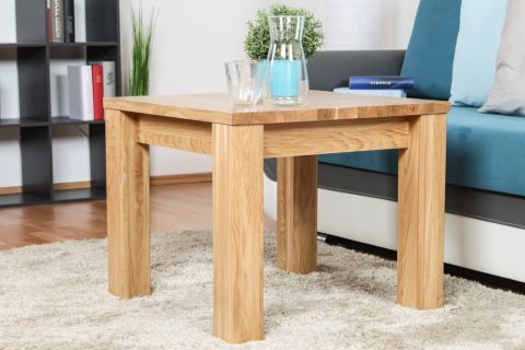 Tavolino in legno massello di quercia naturale "Oriel 119" - 50 x 60 x 60 cm (l x h x p)