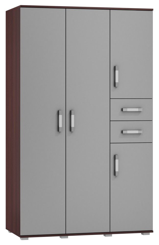 Armadio Tabubil 33, wengé / grigio - 200 x 120 x 60 cm (h x l x p)