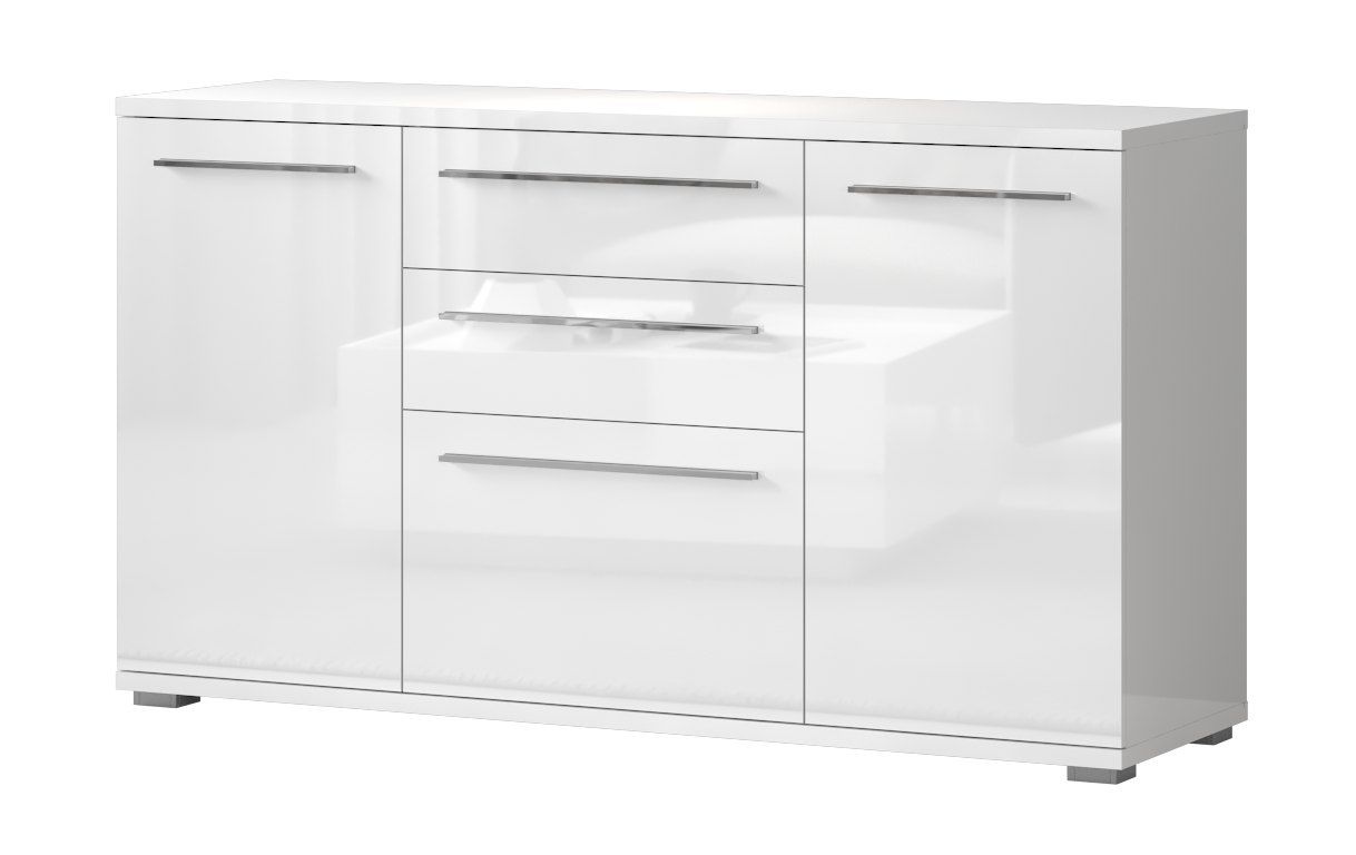 Cassettiera "Garim" 2, bianco lucido - 85 x 150 x 45 cm (h x l x p)