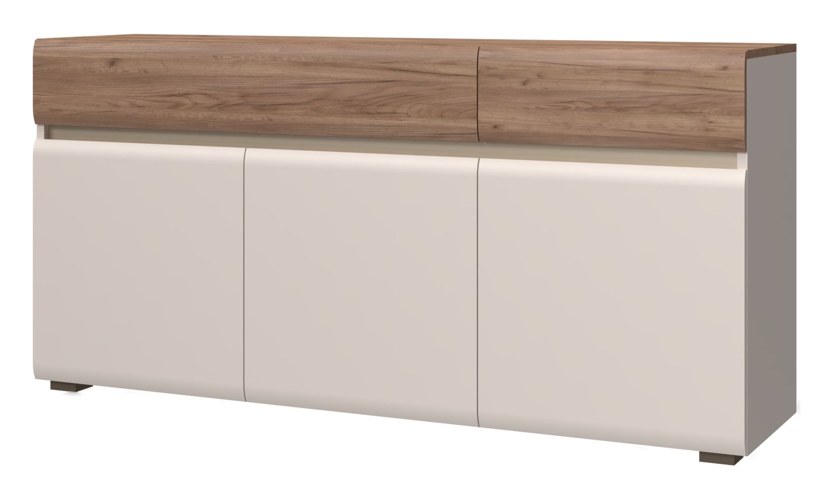 Cassettiera Papauta 21, color cashmere / rovere scuro - misure: 86 x 176 x 45 cm (h x l x p)